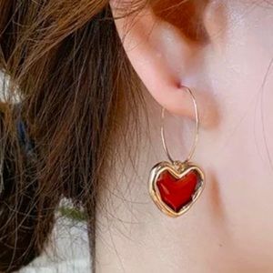 Heart Hoop Charm Earrings